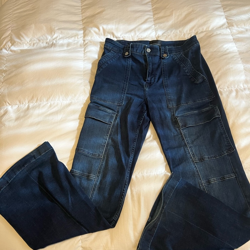 White House Black Market extra high rise women’s trouser cargo jean sz 12